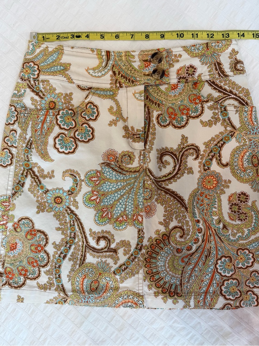 Cabi Paisley Retro Print Stretch Skirt Size 4